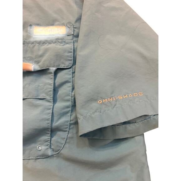Columbia PFG Shirt Mens XL Blue Button Down Vented Short Sleeve Outdoors Fishing - Picture 2 of 5